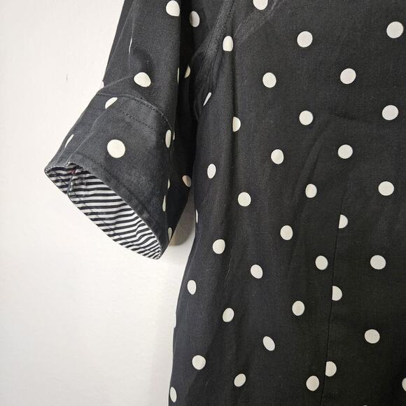 Talbots Womens Black & White Polka-dot Print Short Sleeve Non-iron Top Blouse 8P - Picture 4 of 10